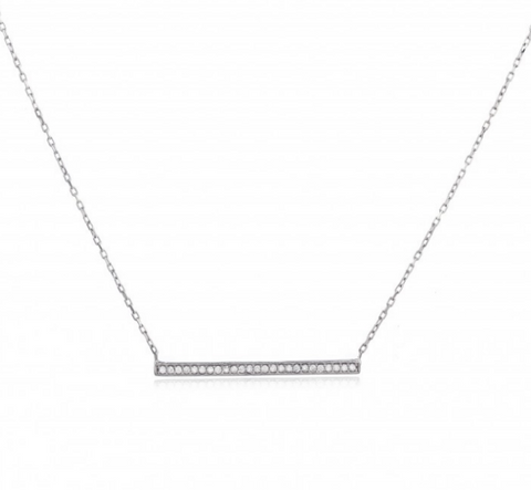 Sterling Tiny Crystal Bar Necklace