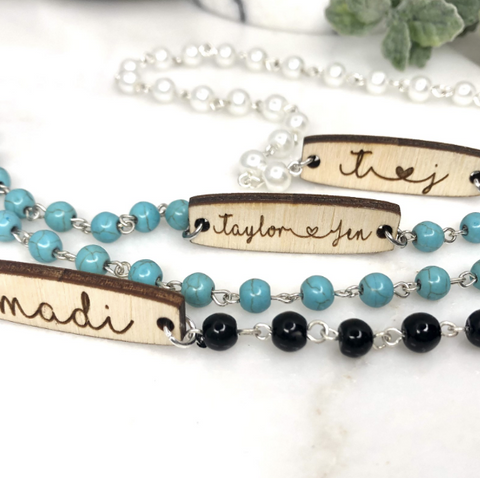 Engraved Loved Ones Beaded Necklace