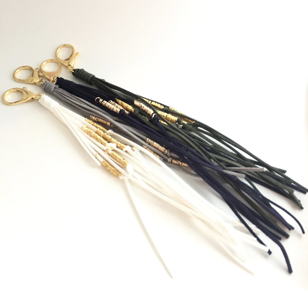 Long Leather Tassel with Clip/ Key FOB