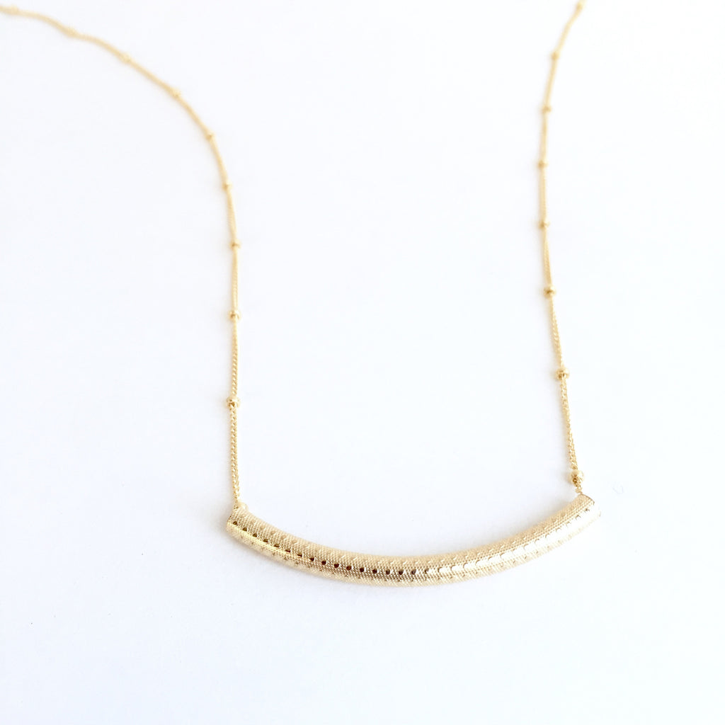 14K Textured Tube Necklace