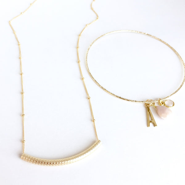 14K Textured Tube Necklace