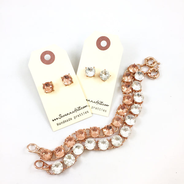 Rose Gold Bracelet & Earrings Set