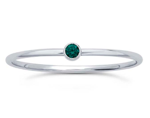 Sterling Silver Emerald Stacking Ring