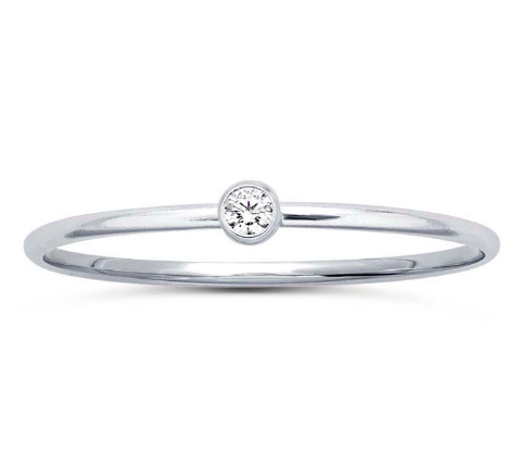 Sterling Silver Diamond Stacking Ring