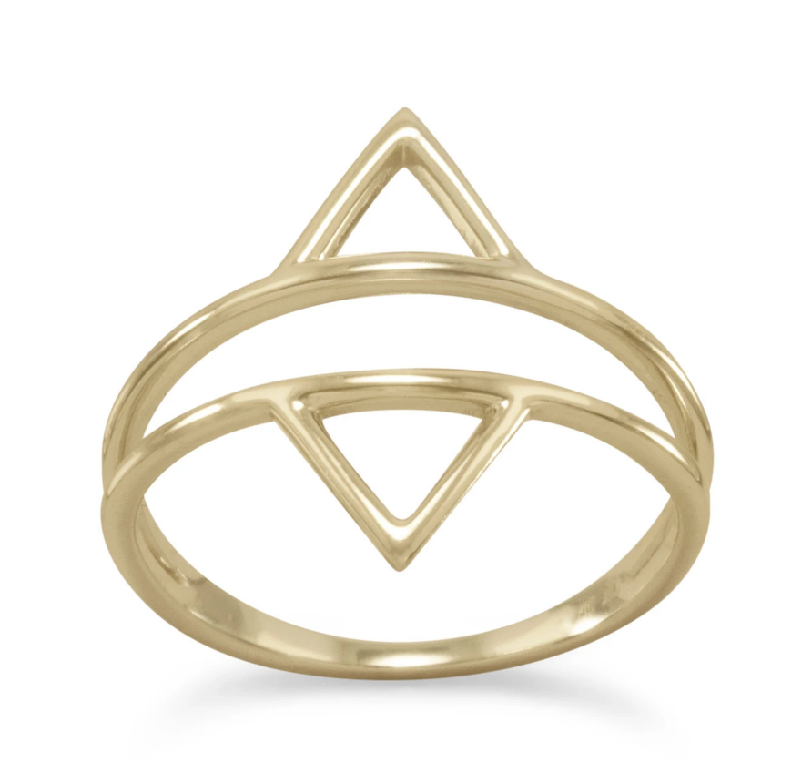 14K Double Triangle Ring