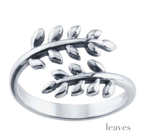 Solid Sterling Leaves Wrap Ring