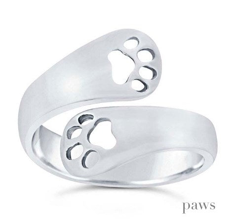 Solid Sterling Paws Wrap Ring
