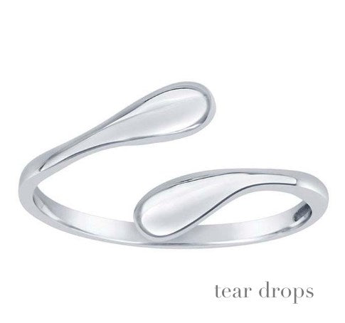 Solid Sterling Tear Drops Wrap Ring