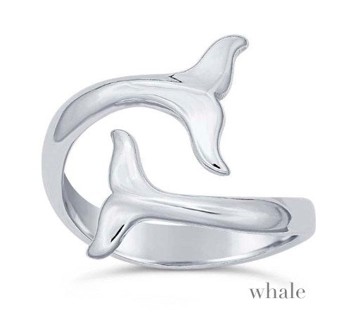 Solid Sterling Whales Wrap Ring